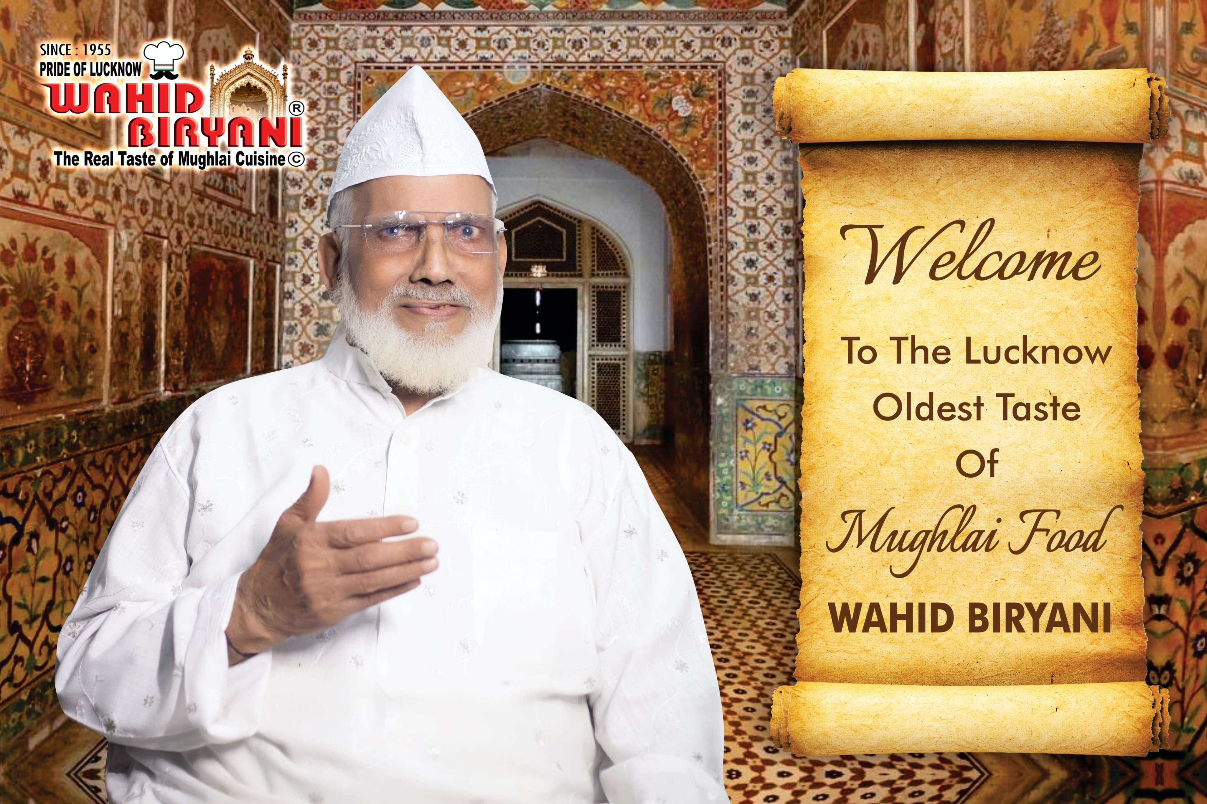Welcome scroll for Lucknow's oldest taste of Mughlai food