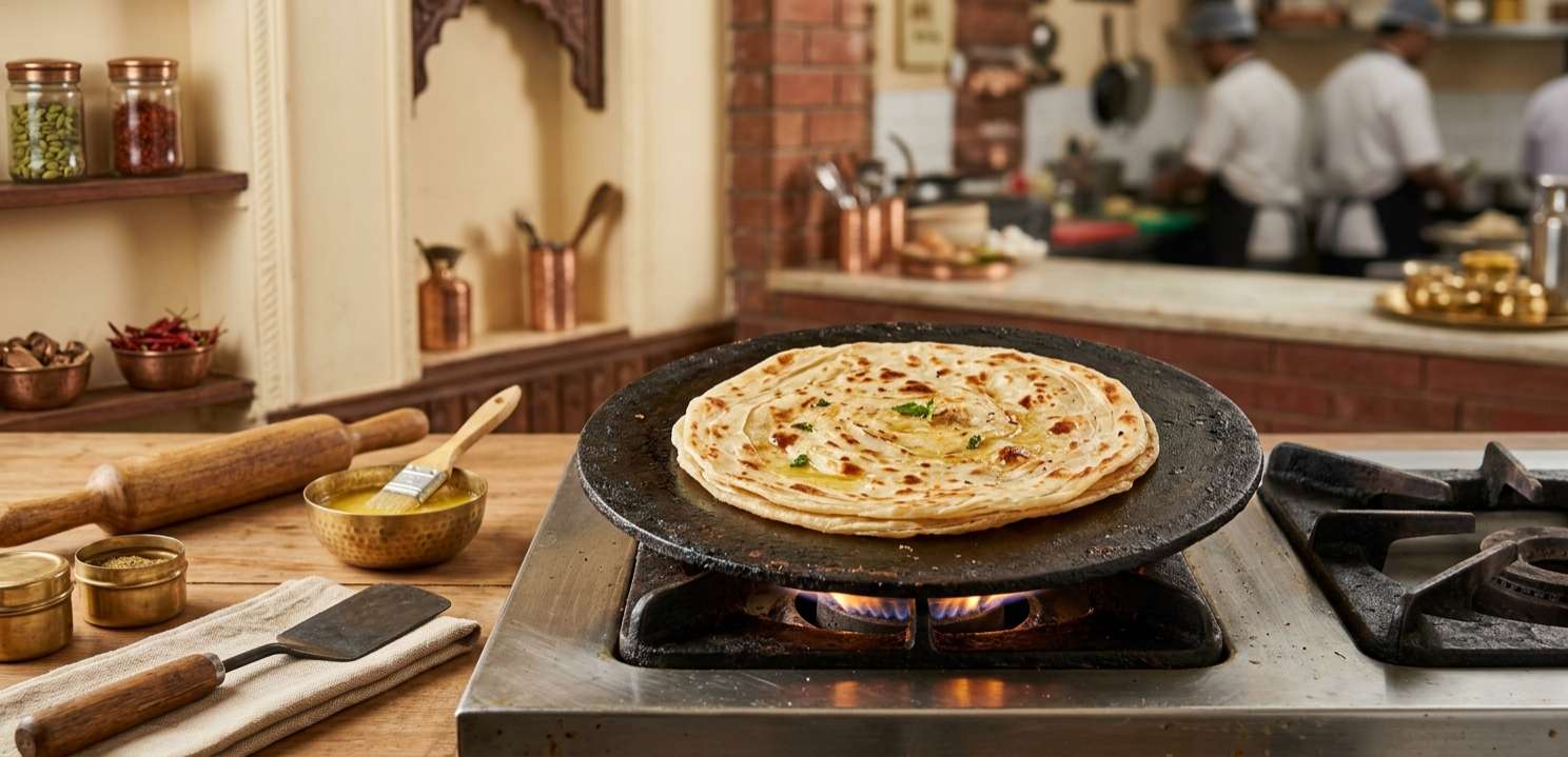 Ulta Tawa Bread Cooking